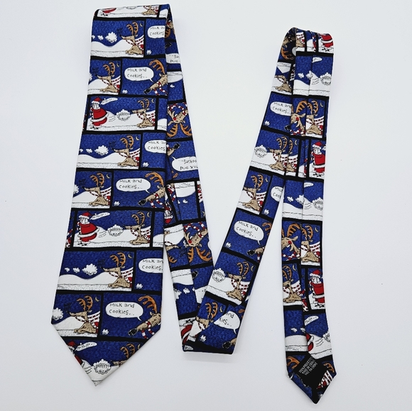 JINGLE BELLS | Christmas holiday festive Santa reindeer neck tie - Picture 2 of 4